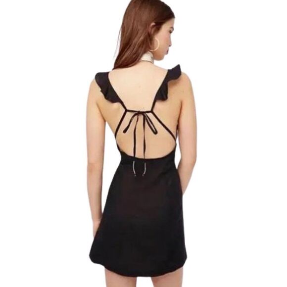 Free People Women's Black Josie Side Buttons Detail Mini Dress Size Medium - Picture 3 of 16